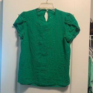 Green Eyelet Women's Top Shein